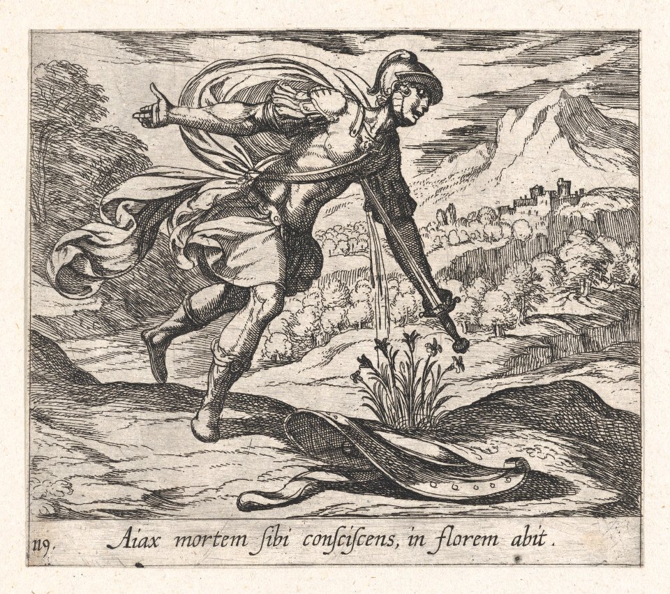 Plate119- The Death of Ajax (Aiax moretm Sibi consciscens, in florem abit), from Ovid's 'Metamorphoses' MET DP864733-1
