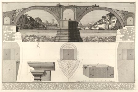 Plan and elevation of the Pons Fabricius (also known as the Quattro Capi Bridge), Rome, from the series 'Le Antichità Romane' MET DP831925