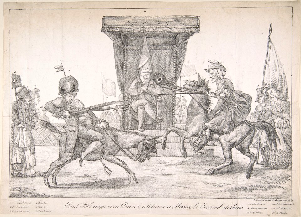Polemical Duel between Lady Quotidienne and Sir Journal de Paris MET DP808559