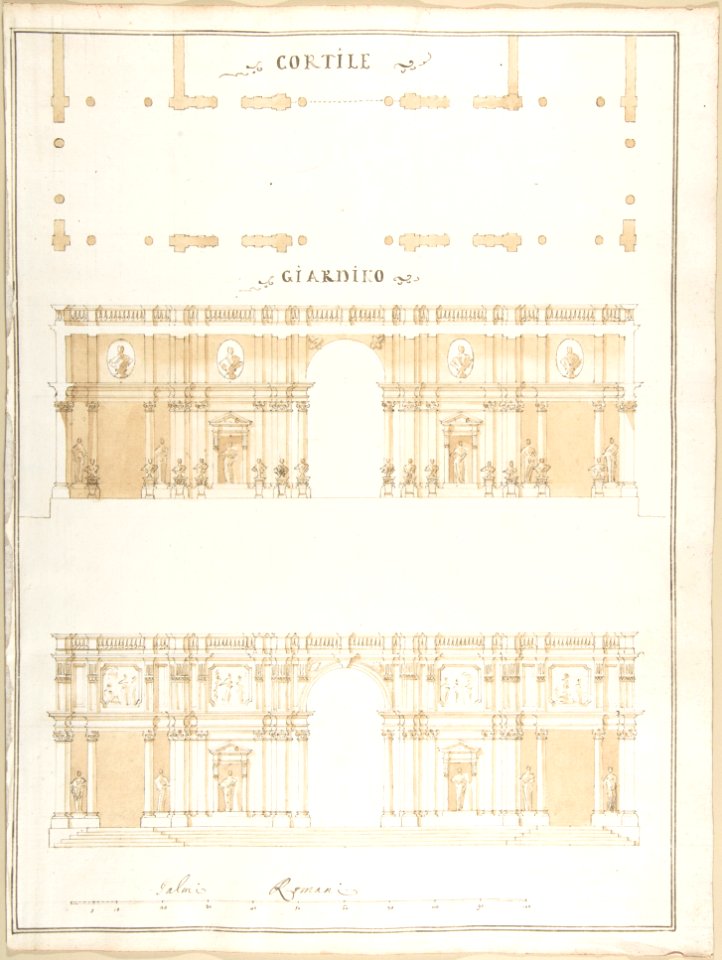 Plan, Section and Exterior Elevation of a Villa MET DP801750