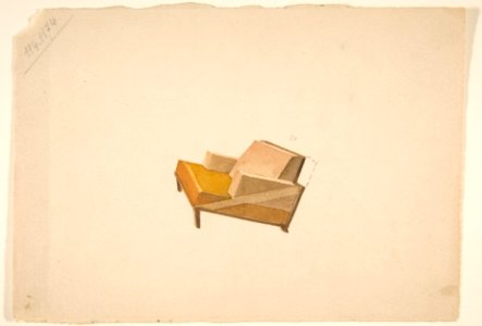 Perspective of a Lounge Chair with 2-Color Upholstery, for Agnelli MET DP812168