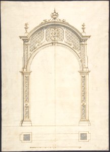 Plan and elevation of a roccoco arch MET DP803614