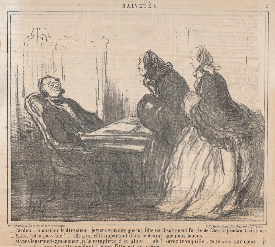 Pardon, monsieur le directeur..., from Naïvetés, published in Le Charivari, March 21, 1859 MET DP876833