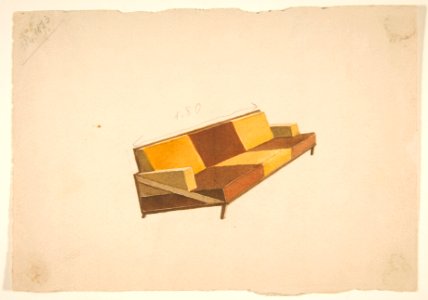 Perspective of a Three-Seat Sofa with 2-Color Upholstery, for Agnelli MET DP812165