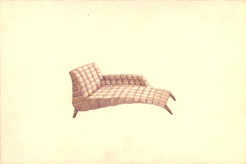 Perspective of Chaise with Quilted Leather Upholstery MET 1989.1105.9