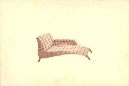 Perspective of Chaise with Quilted Leather Upholstery MET 1989.1105.9