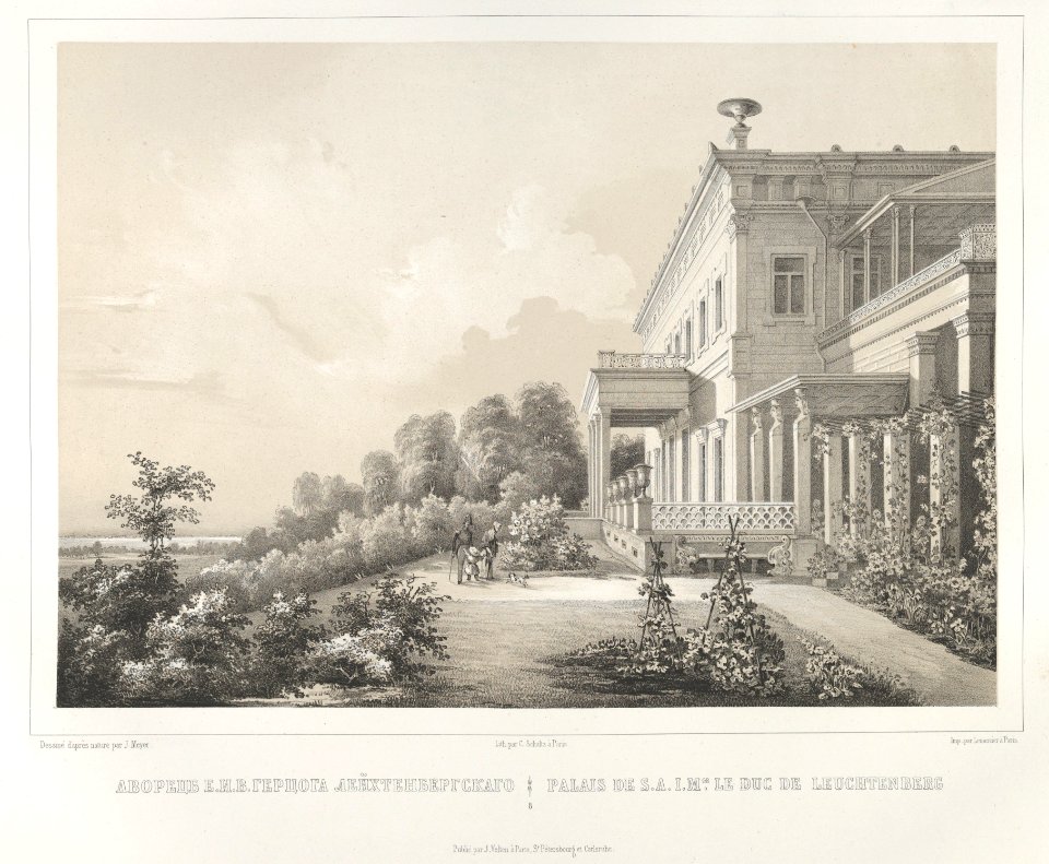 Palais de S.A.I.Mgr. Le Duc de Leuchtenberg, from the series Vues pittoresques des palais & jardins impériaux aux environs de St. Petersbourg MET DP841029