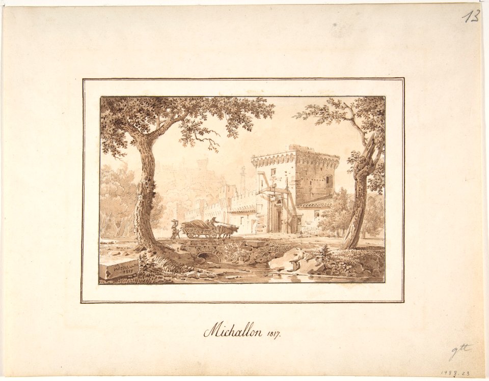 Oxcart Approaching a Fortified Building MET DP807624