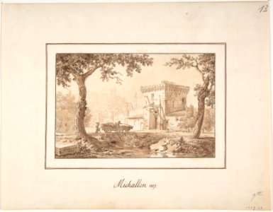 Oxcart Approaching a Fortified Building MET DP807624