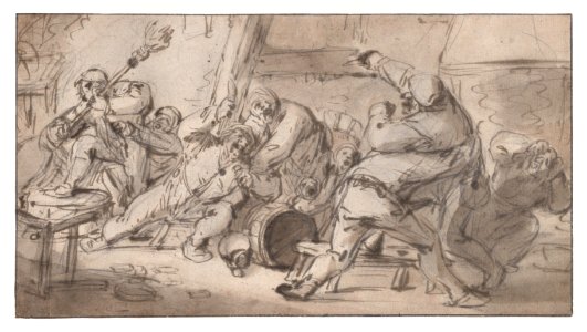 Peasants fighting in an inn Met DP887753