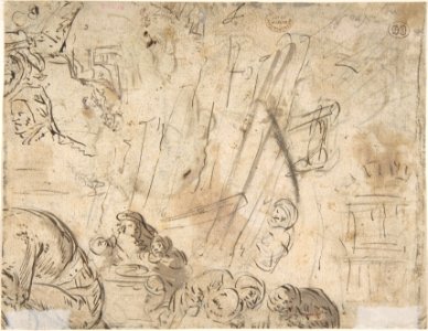 Peasants Drinking verso- sketches of peasants MET DP800547