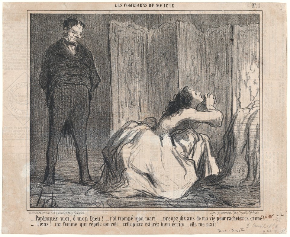 Pardonnez-moi, ô mon Dieu!..., from Les Comédiens de Société, published in Le Charivari, April 3, 1858 MET DP876690
