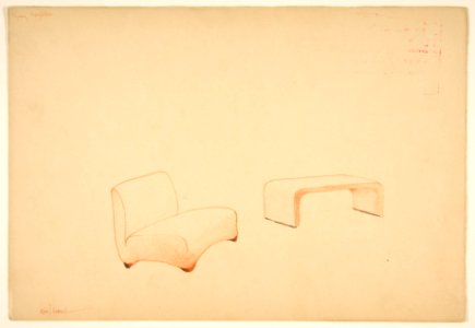 Paltrona e tavolo -Perspective of lounge chair and a U-shape table- MET DP812158