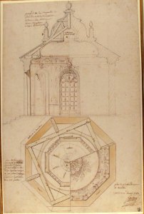 Plan of the Roof and Section of a Pavilion in the Gardens of the Château de Saint-Cloud (recto); Study for the Exterior with Partial Plan of the Pavilion (verso) MET 1970.736.31