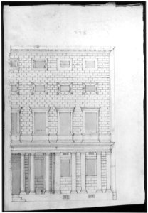 Palazzo Massimo alle Colonne, elevation (recto) Palazzo Massimo alle Colonne, portal, elevation; portal entablature, profile (verso) MET sf49 92 81r-MM30701