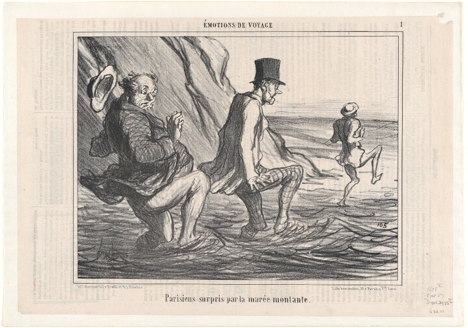 Parisiens surpris par la marée montante, from Émotions de Voyage, published in Le Charivari, October 8, 1857 MET DP876668