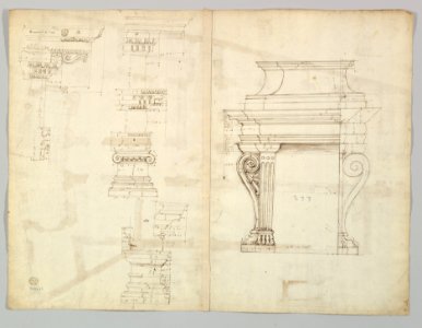 Palazzo Massimo alle Colonne , plan (recto) Palazzo Massimo alle Colonne, façade, details and fireplace (verso) MET DP819294