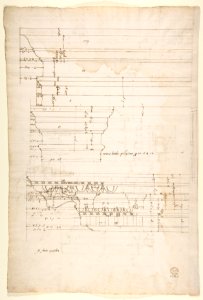 Palazzo Massimo alle Colonne, entablature, elevation (recto); Portico, Doric capital and entablature, elevation and Unknown, Corinthian cornice, elevation (verso) MET DP810658