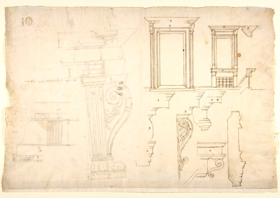 Palazzo Massimo alle Colonne, fireplace, details; Unknown, cornice, profile (recto) Palazzo Massimo alle Colonne, door and window, details (verso) MET DP810652