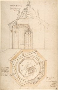 Plan of the Roof and Section of a Pavilion in the Gardens of the Château de Saint-Cloud (recto); Study for the Exterior with Partial Plan of the Pavilion (verso) MET DP810293