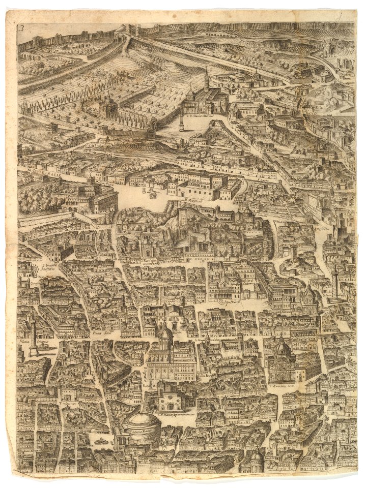 Plan of the City of Rome. Part 3 with the Santa Maria Maggiore, the Pantheon and Trajan's Column MET DP825224