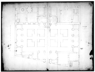 Palazzo Farnese, plan, garden extension (recto) blank (verso) MET sf49 92 74r-MM30656