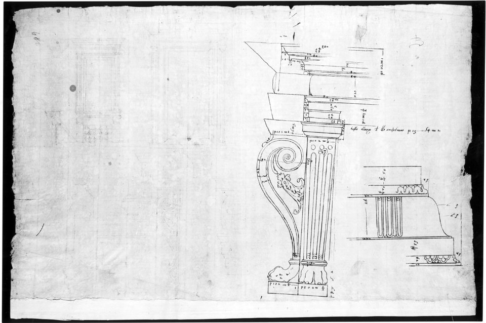 Palazzo Massimo alle Colonne, fireplace, details; Unknown, cornice, profile (recto) Palazzo Massimo alle Colonne, door and window, details (verso) MET sf49 92 04r-MM37865