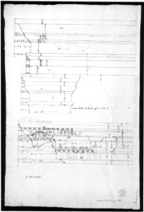 Palazzo Massimo alle Colonne, entablature, elevation (recto); Portico, Doric capital and entablature, elevation and Unknown, Corinthian cornice, elevation (verso) MET sf49 92 06v-MM37867