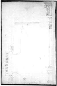 Palazzo Senatorio, window, elevation (recto) Palazzo Senatorio, window, plan; section (verso) MET sf49 92 69v-MM35209