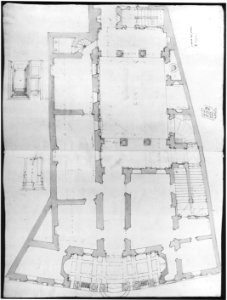 Palazzo Massimo alle Colonne , plan (recto) Palazzo Massimo alle Colonne, façade, details and fireplace (verso) MET sf49 92 83r-MM30702