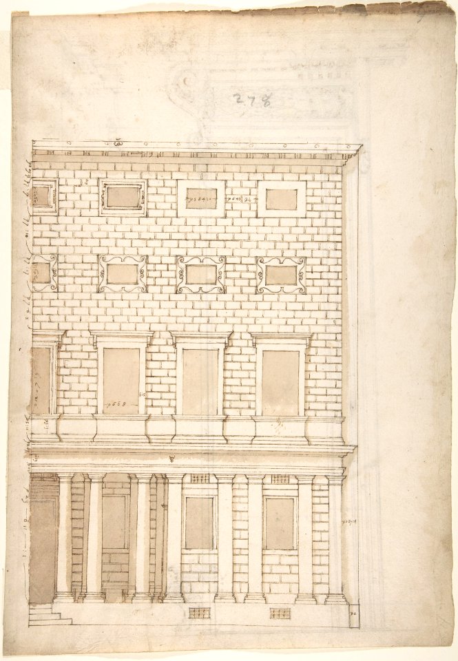 Palazzo Massimo alle Colonne, elevation (recto) Palazzo Massimo alle Colonne, portal, elevation; portal entablature, profile (verso) MET DP810662