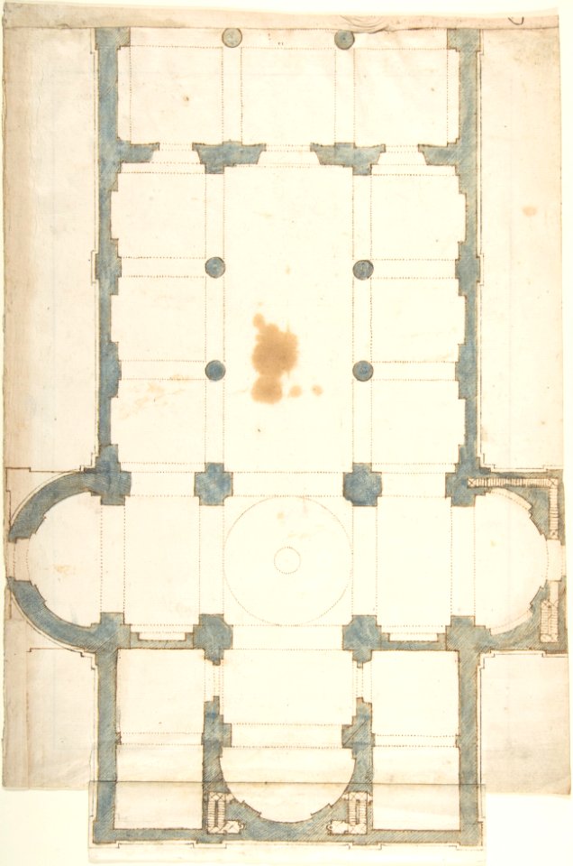 Plan for a Church with a Nave (recto); Framing Outlines (verso) MET DP802022