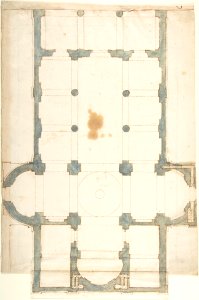 Plan for a Church with a Nave (recto); Framing Outlines (verso) MET DP802022