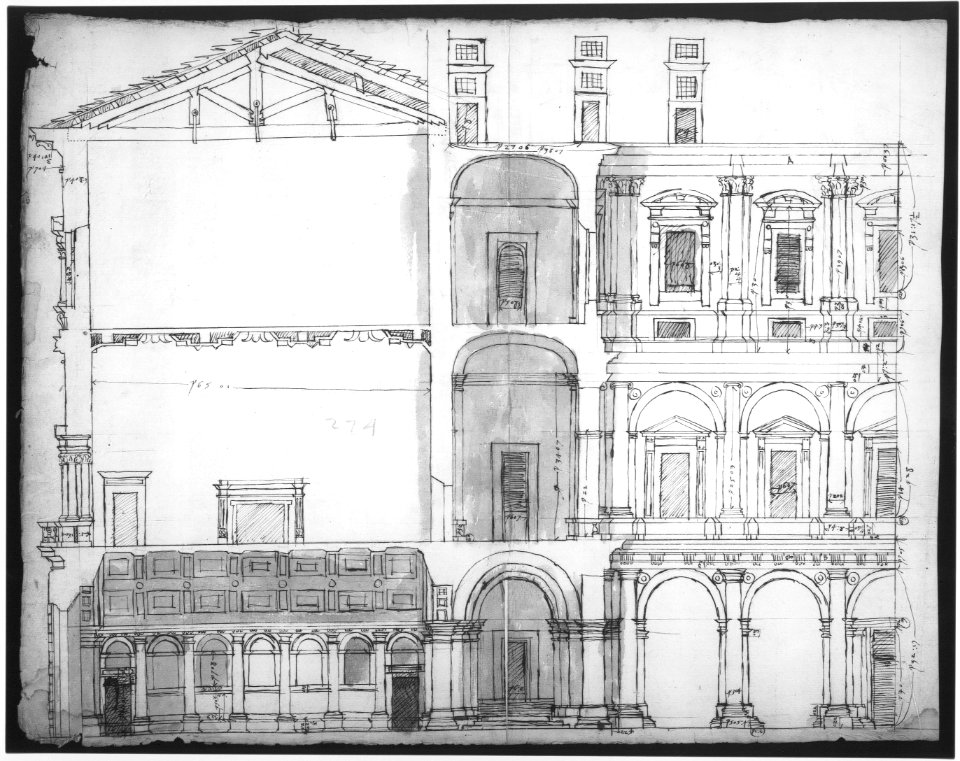 Palazzo Farnese, section (recto) blank (verso) MET sf49 92 57r-MM31581
