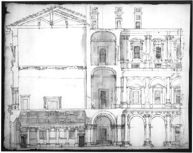 Palazzo Farnese, section (recto) blank (verso) MET sf49 92 57r-MM31581