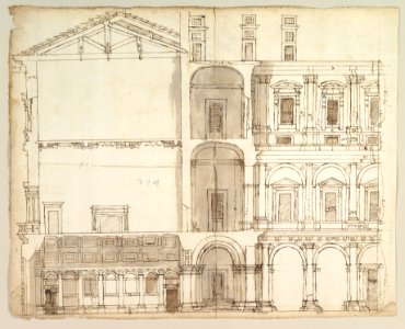 Palazzo Farnese, section (recto) blank (verso) MET DP819290