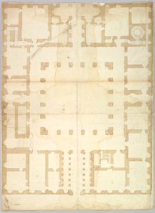 Palazzo Farnese, plan, ground floor (recto) blank (verso) MET DP819310