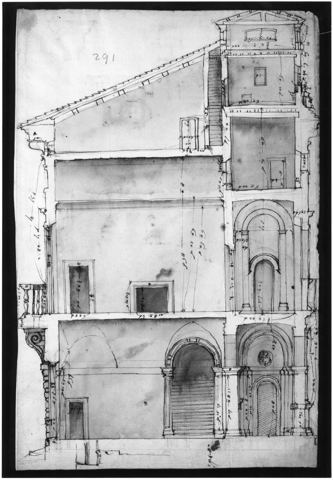 Palazzo Salviati in Rome, section (recto) Palazzo Salviati in Rome, details (verso) MET sf49 92 48r-MM37896