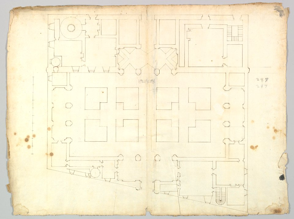 Palazzo Farnese, plan, garden extension (recto) blank (verso) MET DP819309