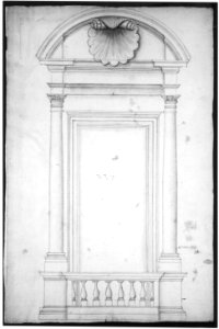 Palazzo Senatorio, window, elevation (recto) Palazzo Senatorio, window, plan; section (verso) MET sf49 92 69r-MM35208