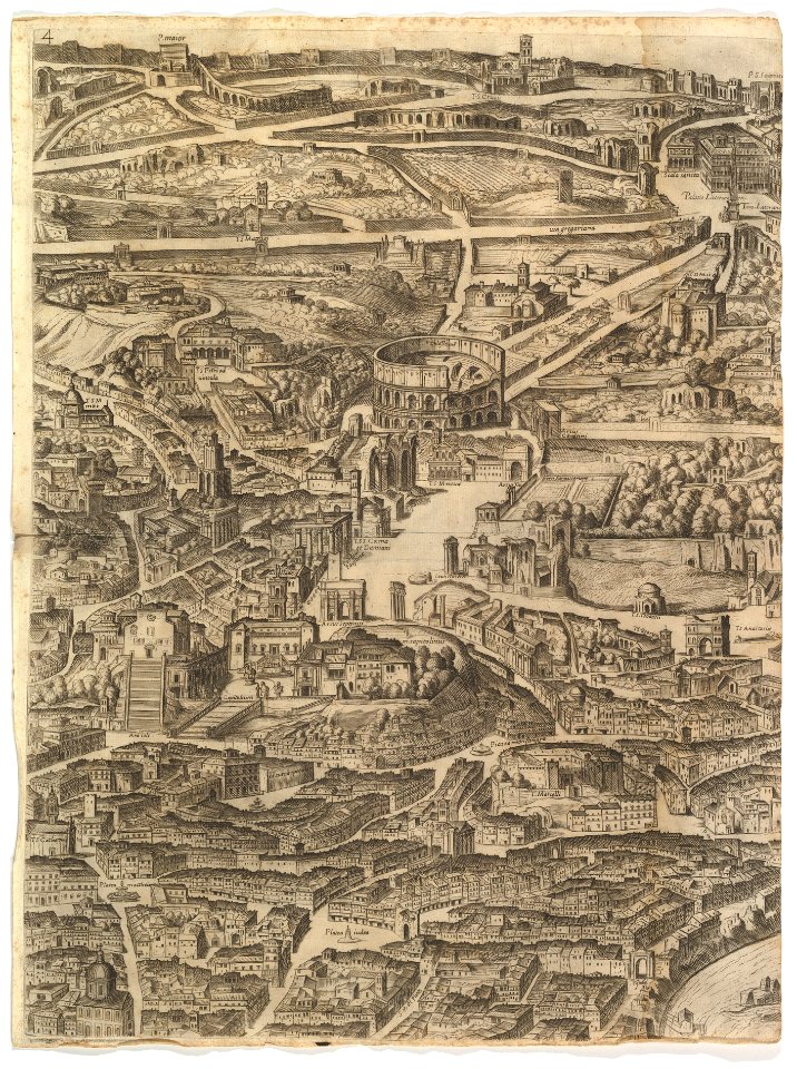 Plan of the City of Rome. Part 4 with the Santa Maria in Aracoeli, the Forum Romanum, the Colosseum and the Lateran Palace. MET DP825219
