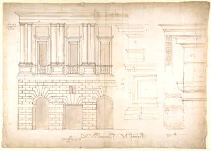 Palazzo Caffarrelli-Vidoni, elevation; details (recto) blank (verso) MET DP810659