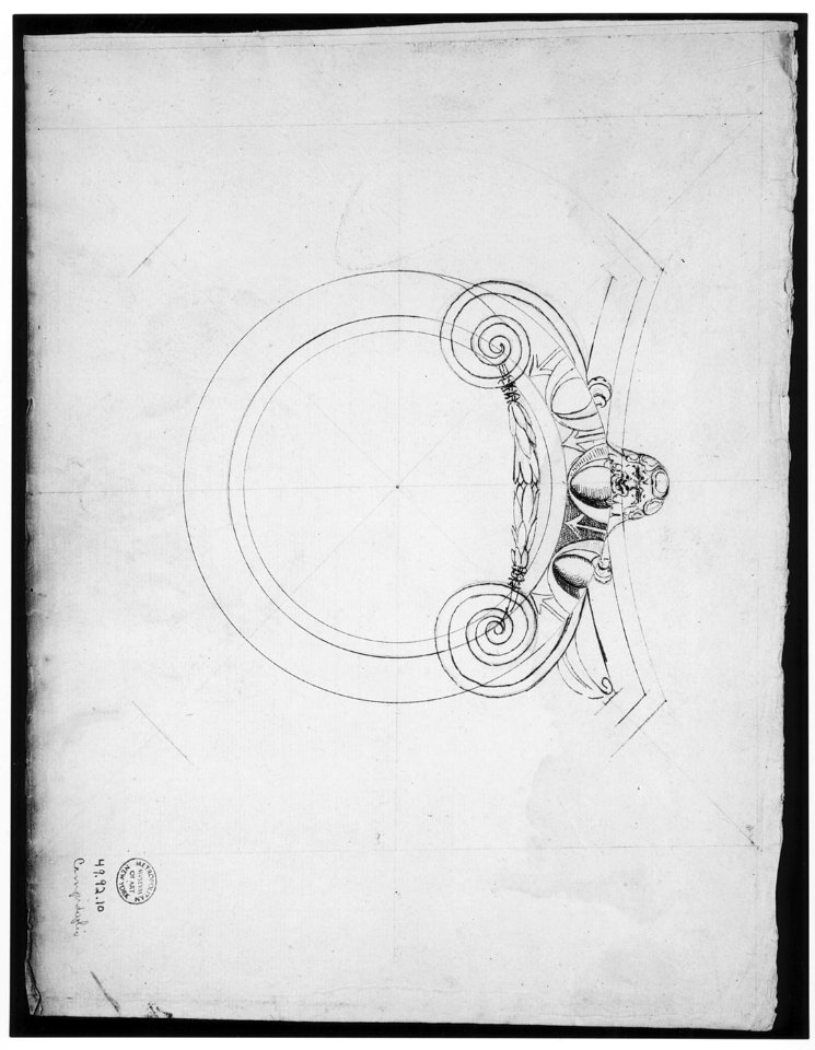 Palazzo dei Conservatori, Ionic capital, elevation (recto) Palazzo dei Conservatori, Ionic capital, plan and projection (verso) MET sf49 92 10v-MM37869