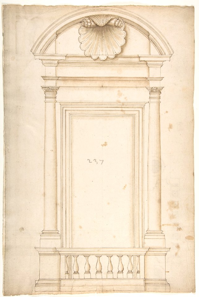 Palazzo Senatorio, window, elevation (recto) Palazzo Senatorio, window, plan; section (verso) MET DP810534