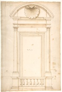 Palazzo Senatorio, window, elevation (recto) Palazzo Senatorio, window, plan; section (verso) MET DP810534