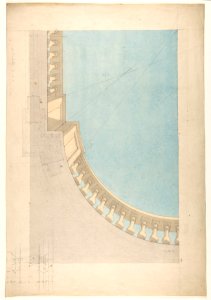 Perspectival study for one quadrant of a ceiling design including a trompe l'oeil balustrade MET DP811715