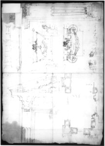 Palazzo dei Conservatori, portico, plan; portal, elevation; details, elevations (recto) Palazzo dei Conservatori, portico, elevation; details, profiles (verso) MET sf49 92 64r-MM31568
