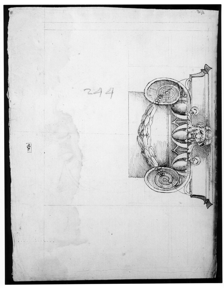 Palazzo dei Conservatori, Ionic capital, elevation (recto) Palazzo dei Conservatori, Ionic capital, plan and projection (verso) MET sf49 92 10r-MM37868