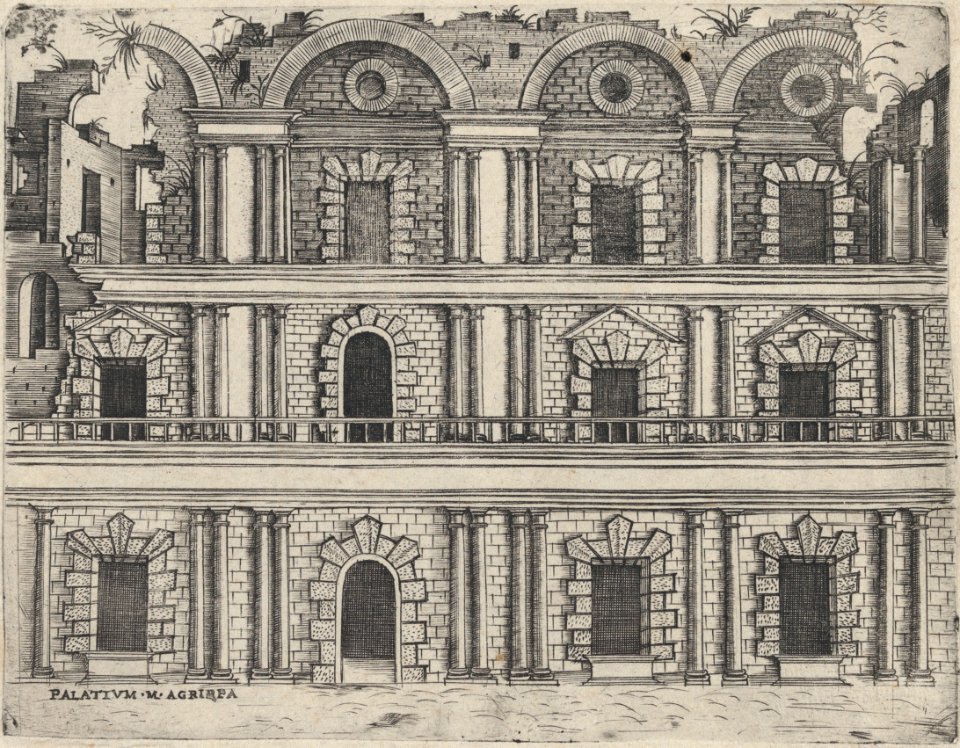 Palatium M. Agrippa, from a Series of 24 Depicting (Reconstructed) Buildings from Roman Antiquity MET DP874922