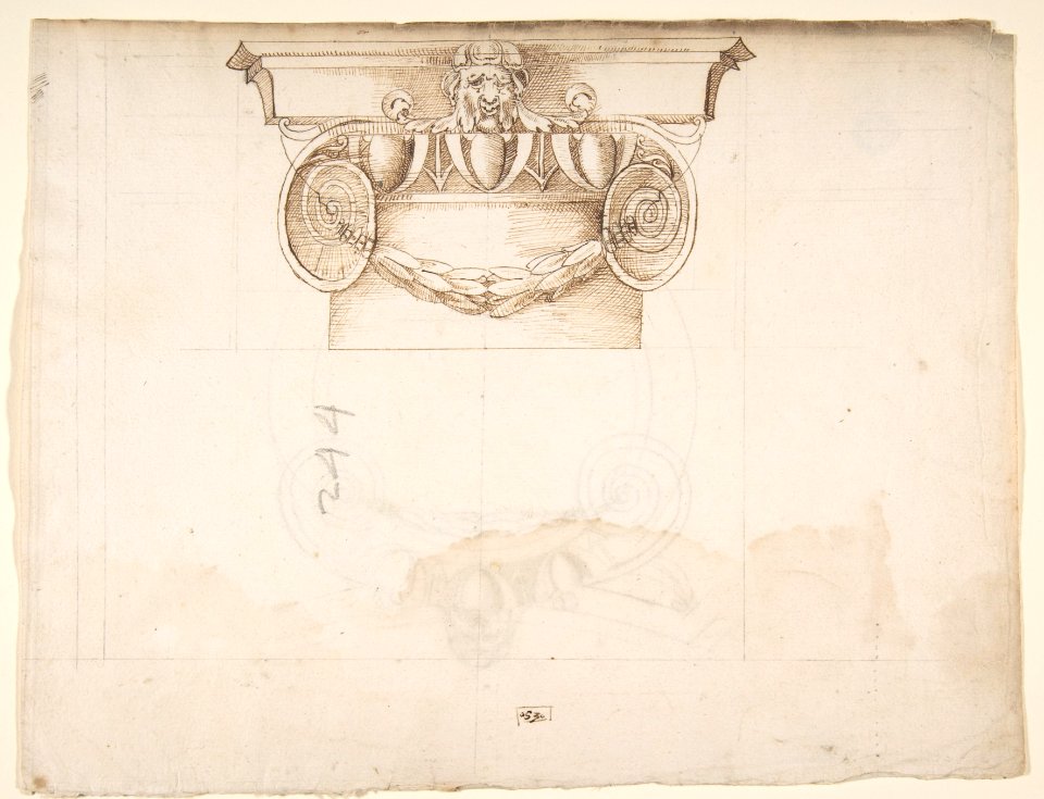 Palazzo dei Conservatori, Ionic capital, elevation (recto) Palazzo dei Conservatori, Ionic capital, plan and projection (verso) MET DP810553